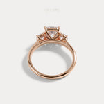 Sienna丨Elongated Cushion Lab Diamond Cathedral Three-Stone Engagement Ring - Rings