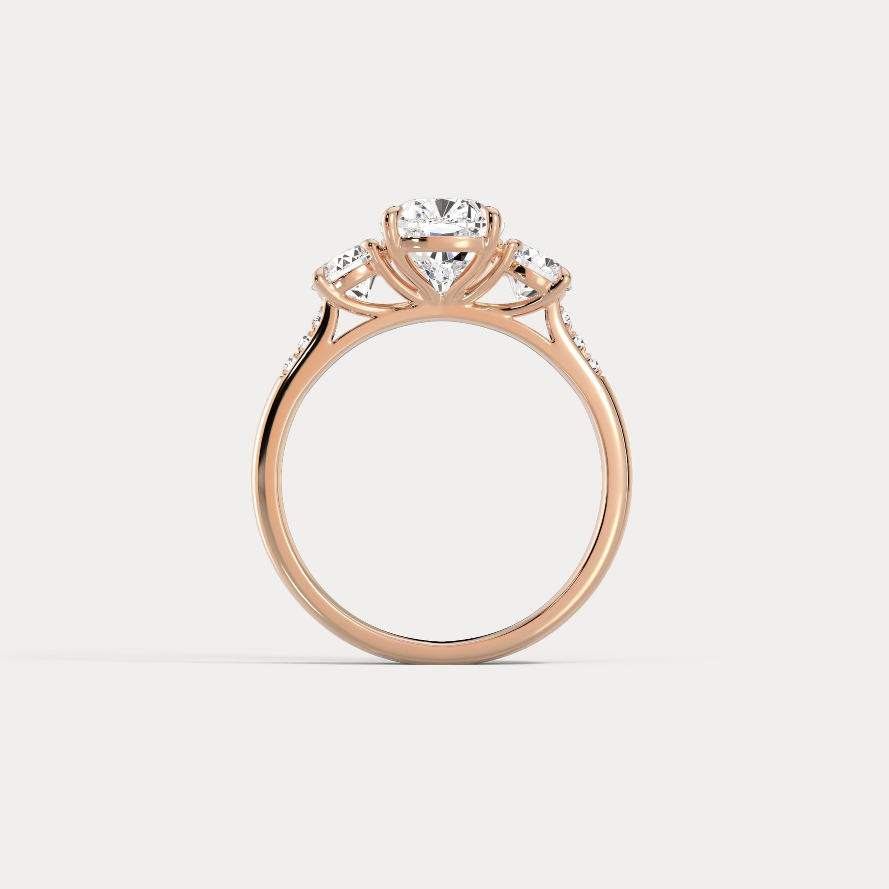 Sienna丨Elongated Cushion Lab Diamond Cathedral Three-Stone Engagement Ring - Rings