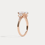 Sienna丨Elongated Cushion Lab Diamond Cathedral Three-Stone Engagement Ring - Rings