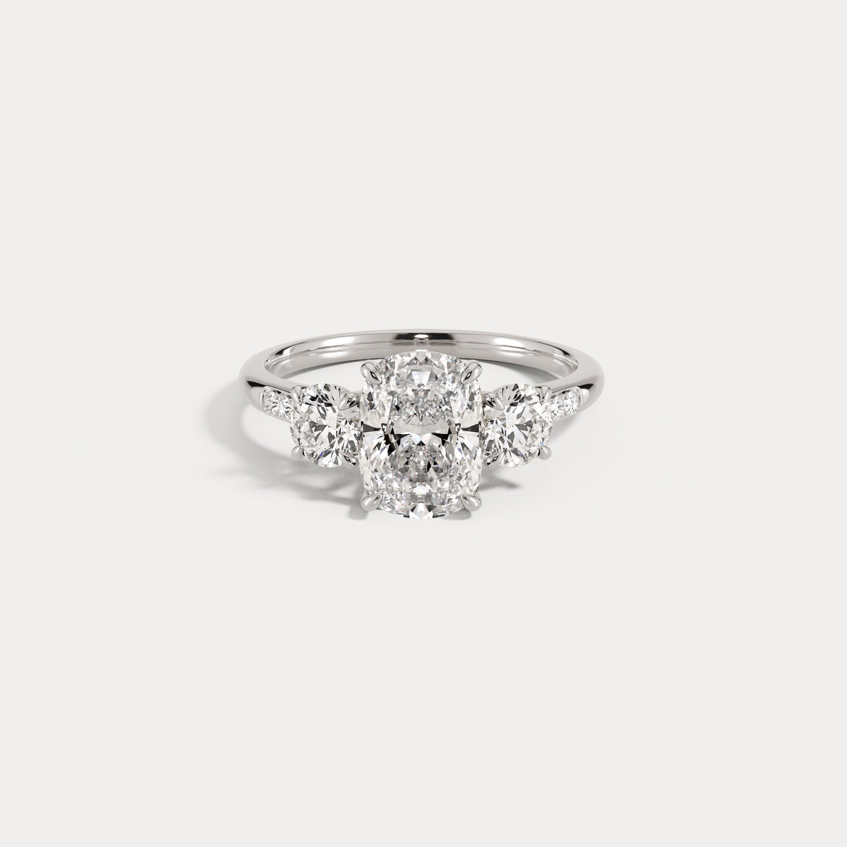 Sienna丨Elongated Cushion Lab Diamond Cathedral Three-Stone Engagement Ring - Rings