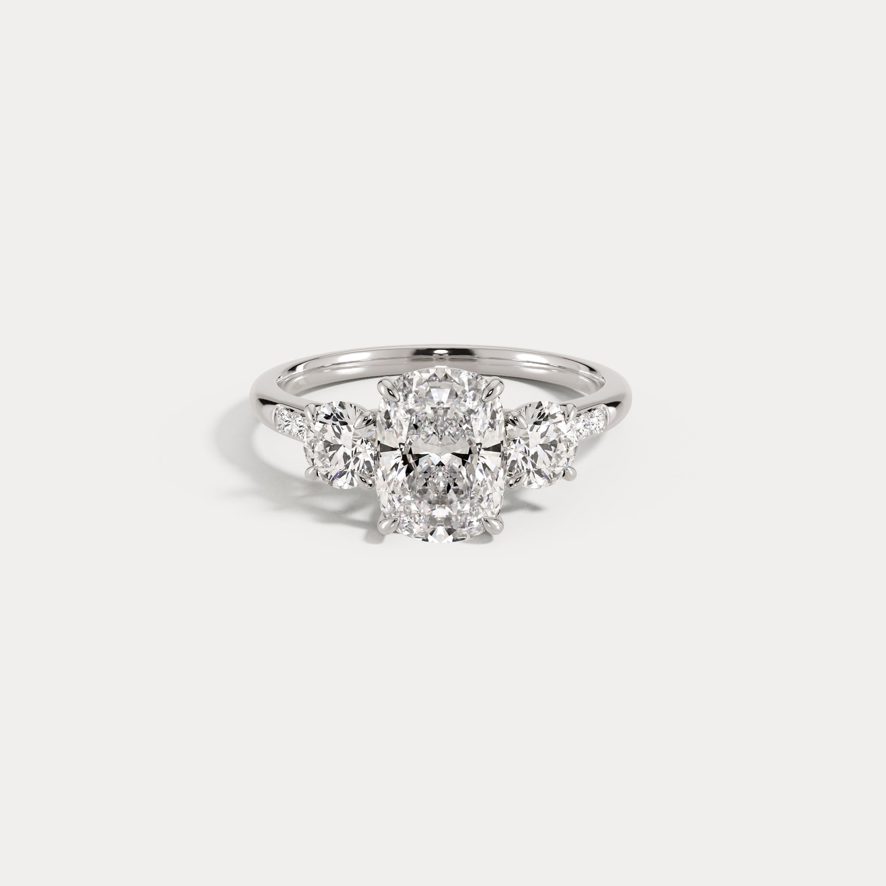 Sienna丨Elongated Cushion Lab Diamond Cathedral Three-Stone Engagement Ring - Rings