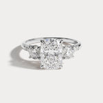 Sienna丨Elongated Cushion Lab Diamond Cathedral Three-Stone Engagement Ring - Rings