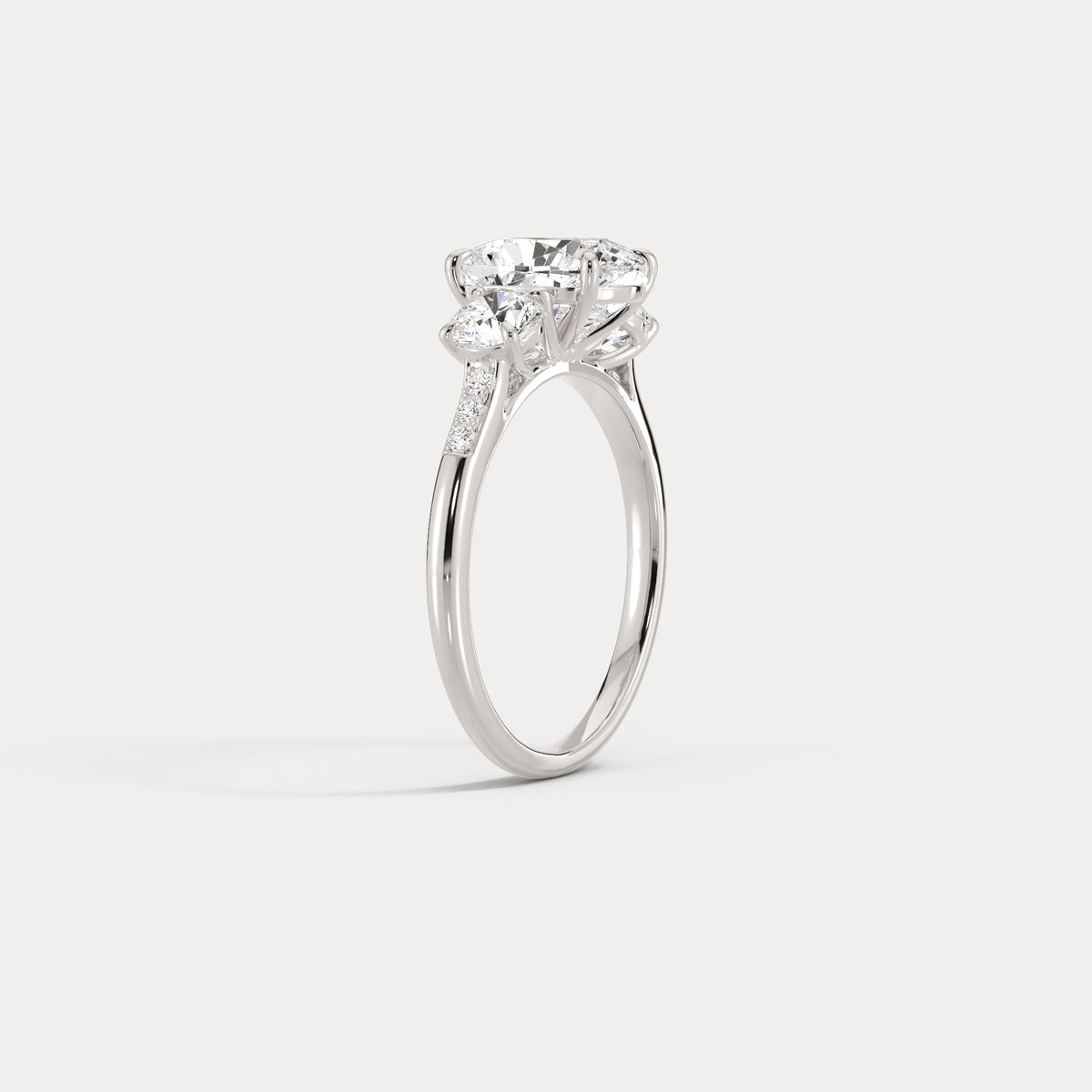 Sienna丨Elongated Cushion Lab Diamond Cathedral Three-Stone Engagement Ring - Rings