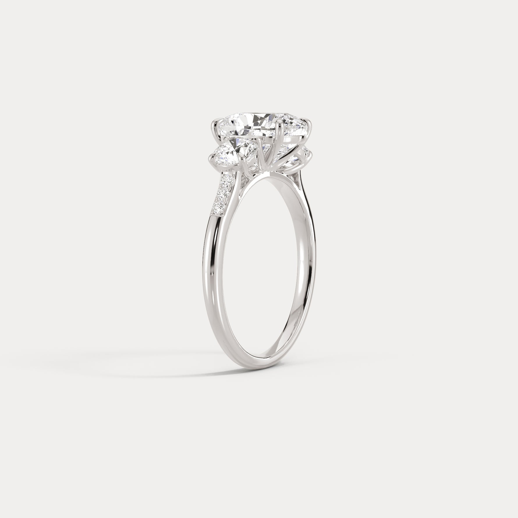 Sienna丨Elongated Cushion Lab Diamond Cathedral Three-Stone Engagement Ring - Rings