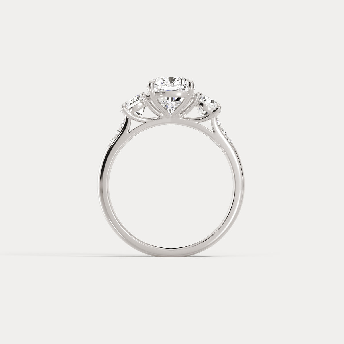 Sienna丨Elongated Cushion Lab Diamond Cathedral Three-Stone Engagement Ring - Rings