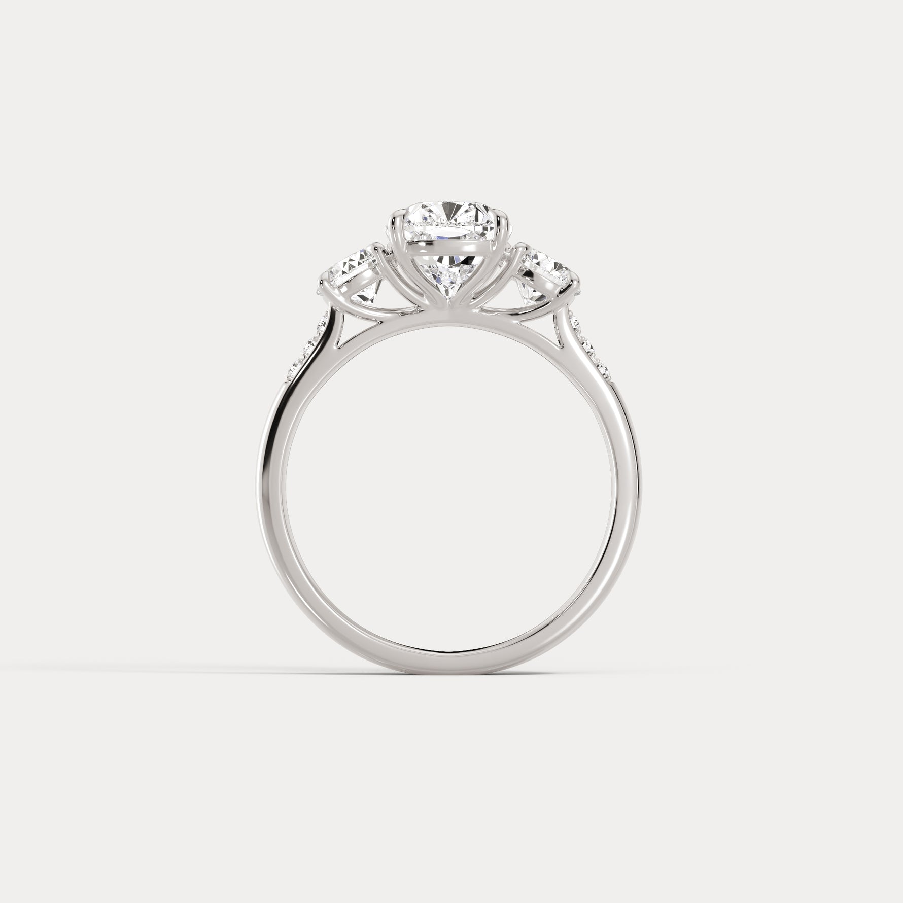 Sienna丨Elongated Cushion Lab Diamond Cathedral Three-Stone Engagement Ring - Rings