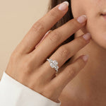Sienna丨Elongated Cushion Lab Diamond Cathedral Three-Stone Engagement Ring - Rings
