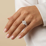 Sienna丨Elongated Cushion Lab Diamond Cathedral Three-Stone Engagement Ring - Rings
