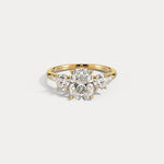 Sienna丨Elongated Cushion Lab Diamond Cathedral Three-Stone Engagement Ring - Rings