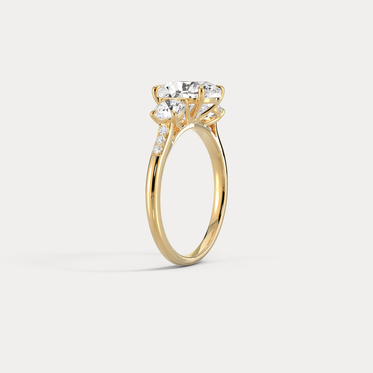 Sienna丨Elongated Cushion Lab Diamond Cathedral Three-Stone Engagement Ring - Rings