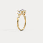 Sienna丨Elongated Cushion Lab Diamond Cathedral Three-Stone Engagement Ring - Rings