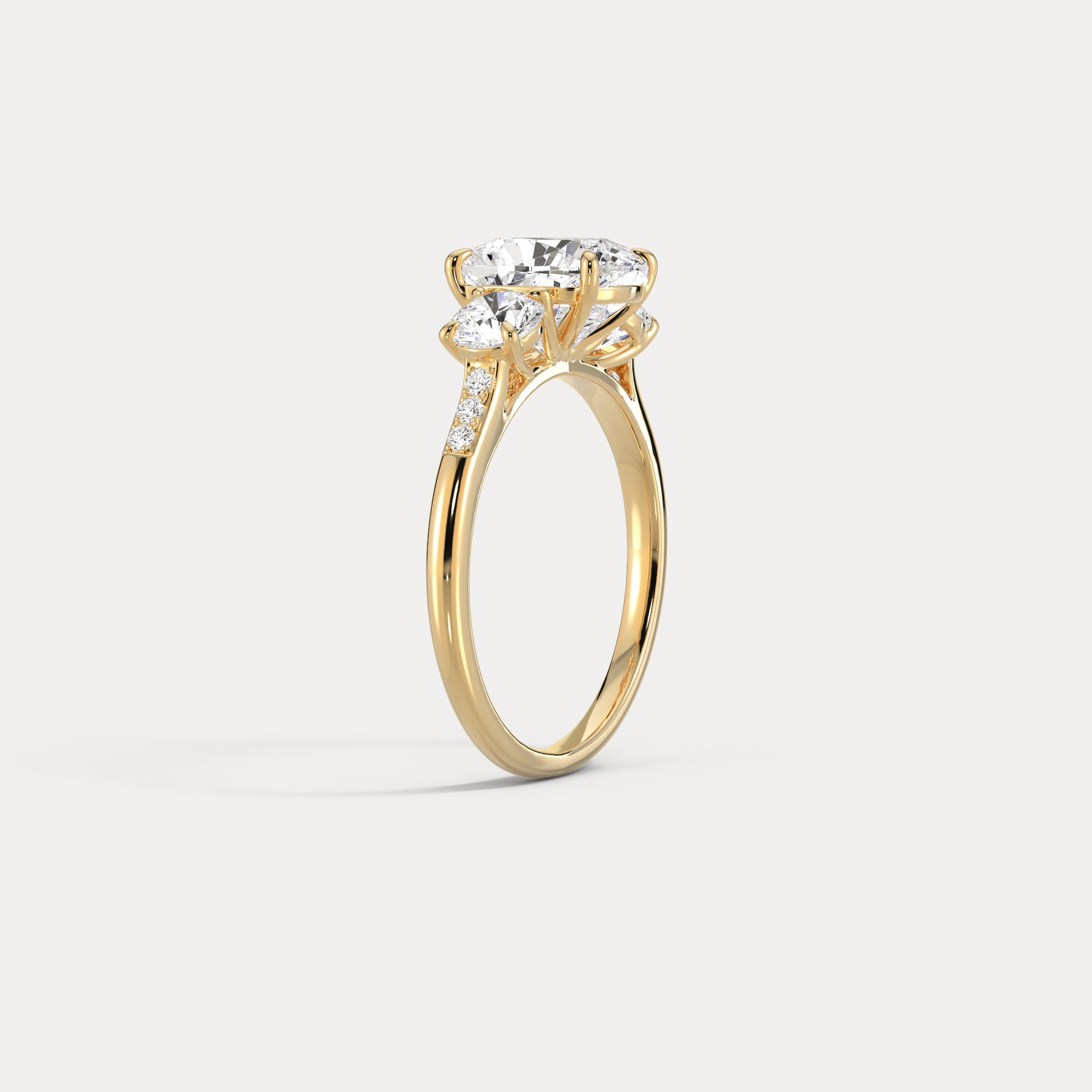 Sienna丨Elongated Cushion Lab Diamond Cathedral Three-Stone Engagement Ring - Rings