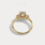 Sienna丨Elongated Cushion Lab Diamond Cathedral Three-Stone Engagement Ring - Rings