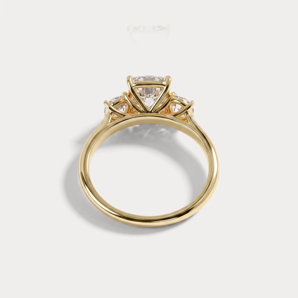 Sienna丨Elongated Cushion Lab Diamond Cathedral Three-Stone Engagement Ring - Rings
