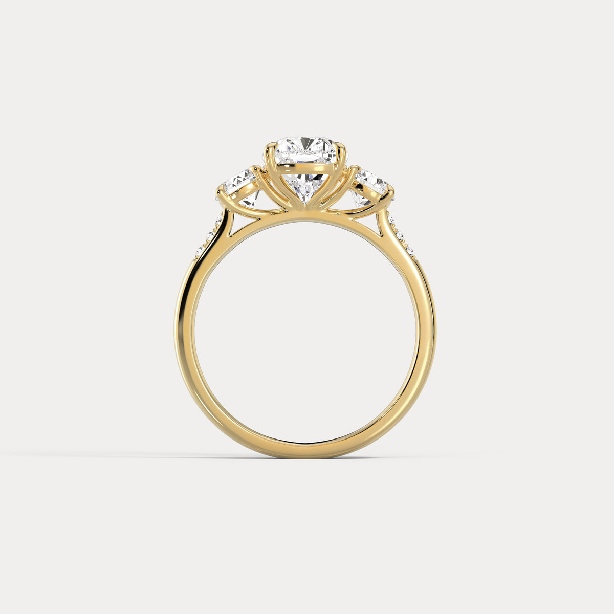 Sienna丨Elongated Cushion Lab Diamond Cathedral Three-Stone Engagement Ring - Rings