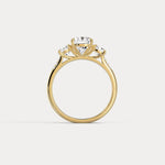 Sienna丨Elongated Cushion Lab Diamond Cathedral Three-Stone Engagement Ring - Rings