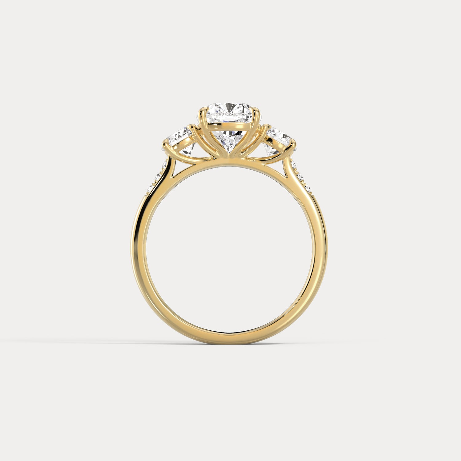 Sienna丨Elongated Cushion Lab Diamond Cathedral Three-Stone Engagement Ring - Rings