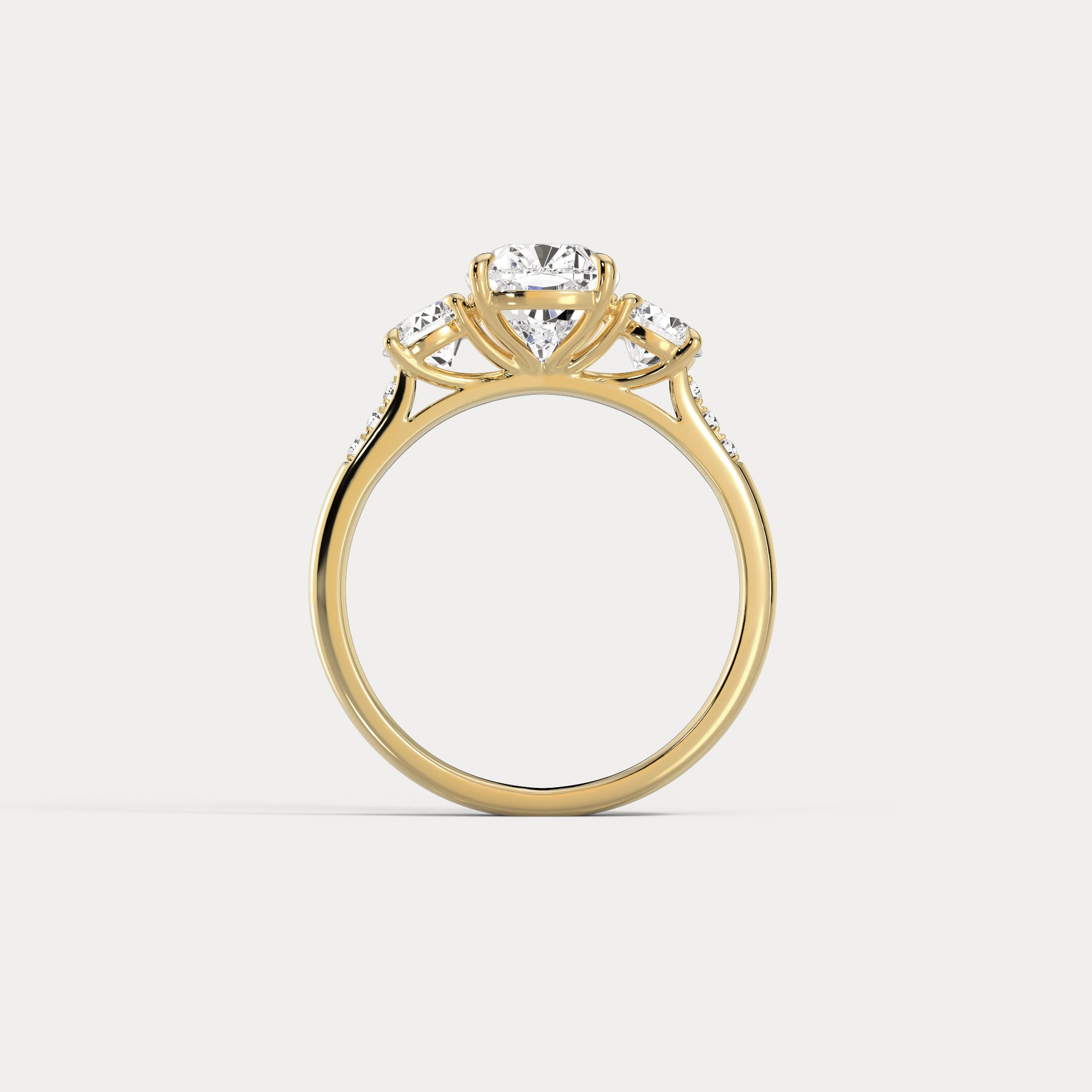 Sienna丨Elongated Cushion Lab Diamond Cathedral Three-Stone Engagement Ring - Rings