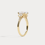 Sienna丨Elongated Cushion Lab Diamond Cathedral Three-Stone Engagement Ring - Rings