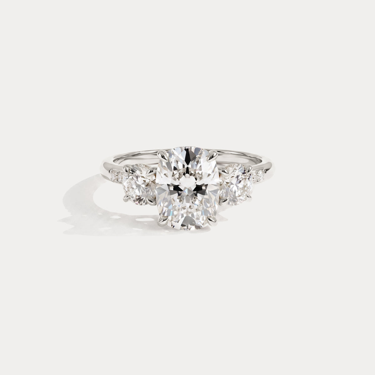 Sienna丨Elongated Cushion Lab Diamond Cathedral Three-Stone Engagement Ring - Rings