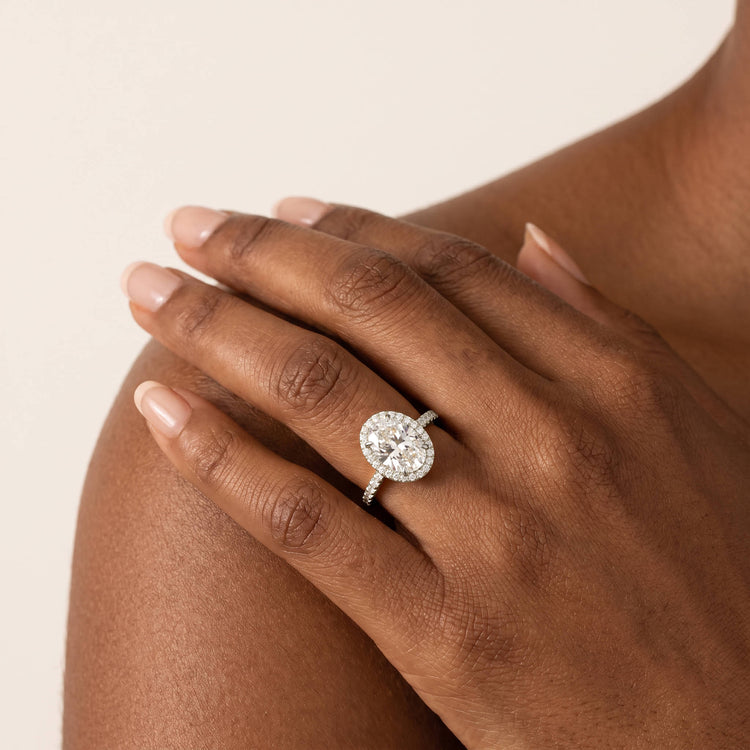 Zaira丨Halo Design Lab-Grown Diamond Modern Vintage Engagement Ring - Rings