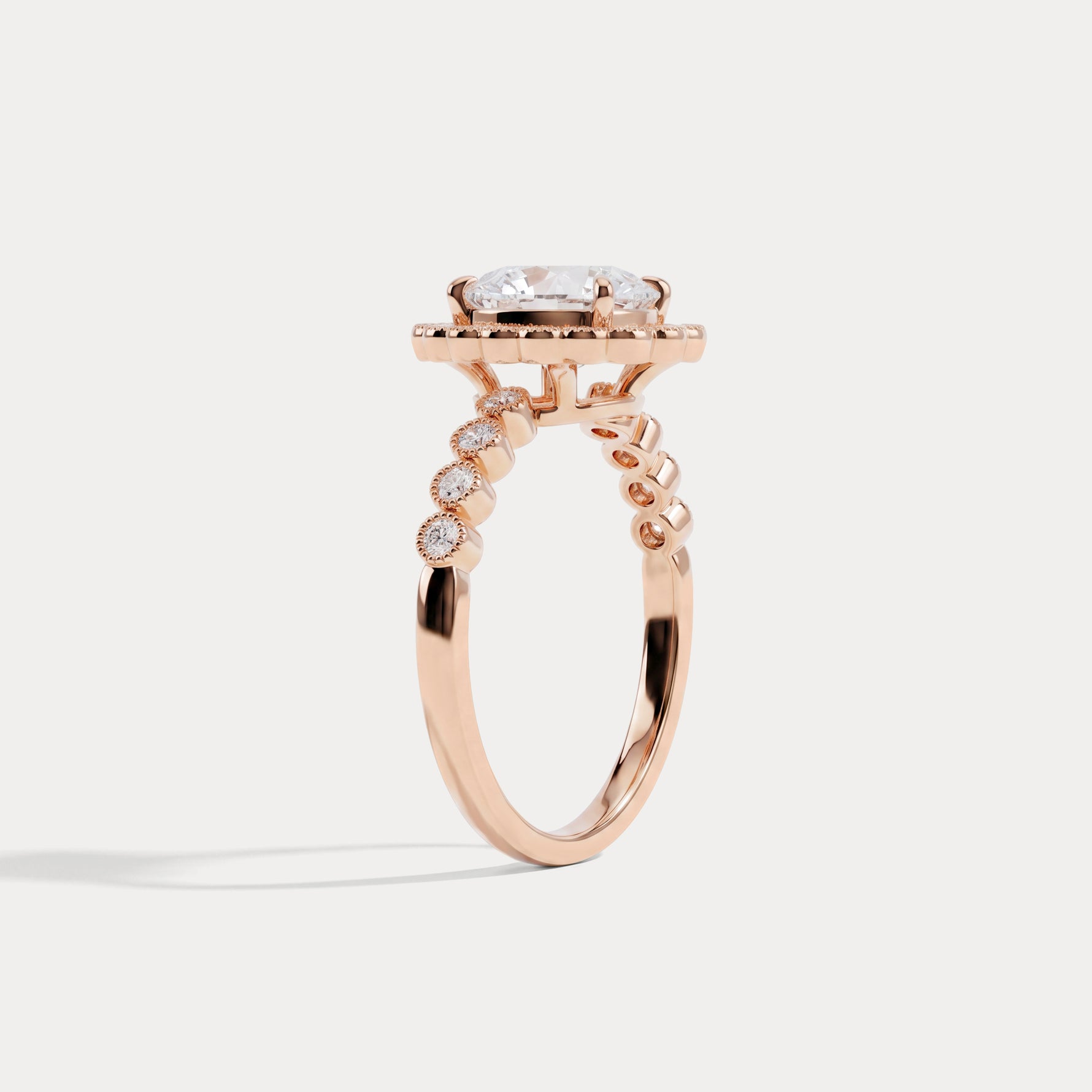 Kelly丨Oval Lab-Grown Diamond Milgrain Halo Engagement Ring - Rings