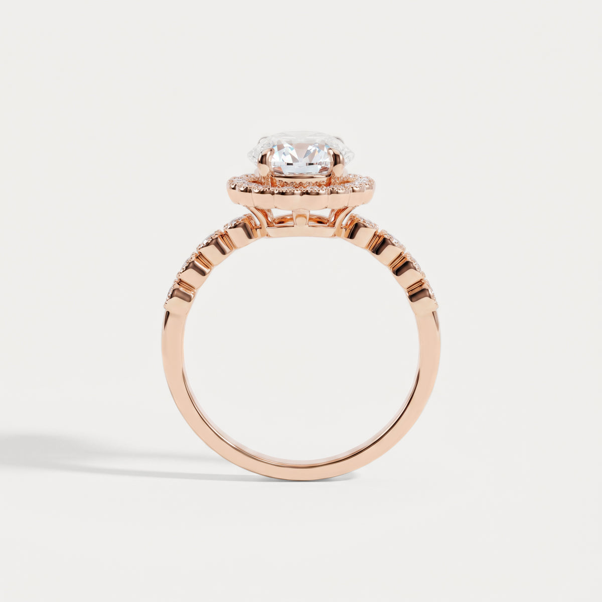 Kelly丨Oval Lab-Grown Diamond Milgrain Halo Engagement Ring - Rings