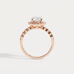 Kelly丨Oval Lab-Grown Diamond Milgrain Halo Engagement Ring - Rings
