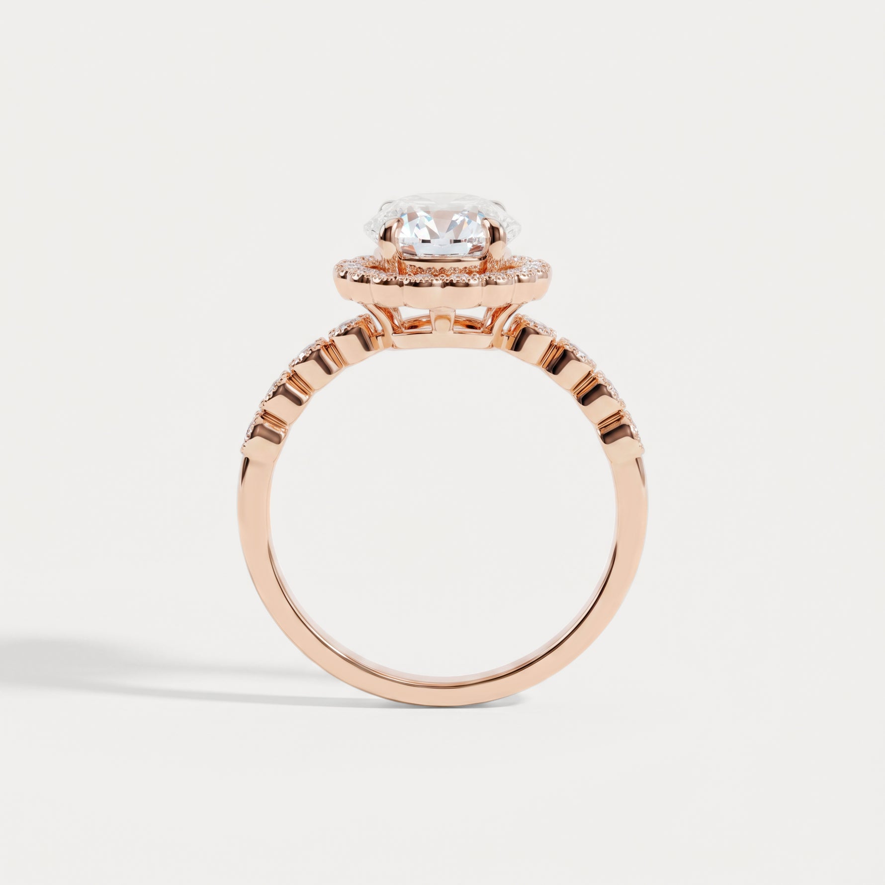 Kelly丨Oval Lab-Grown Diamond Milgrain Halo Engagement Ring - Rings