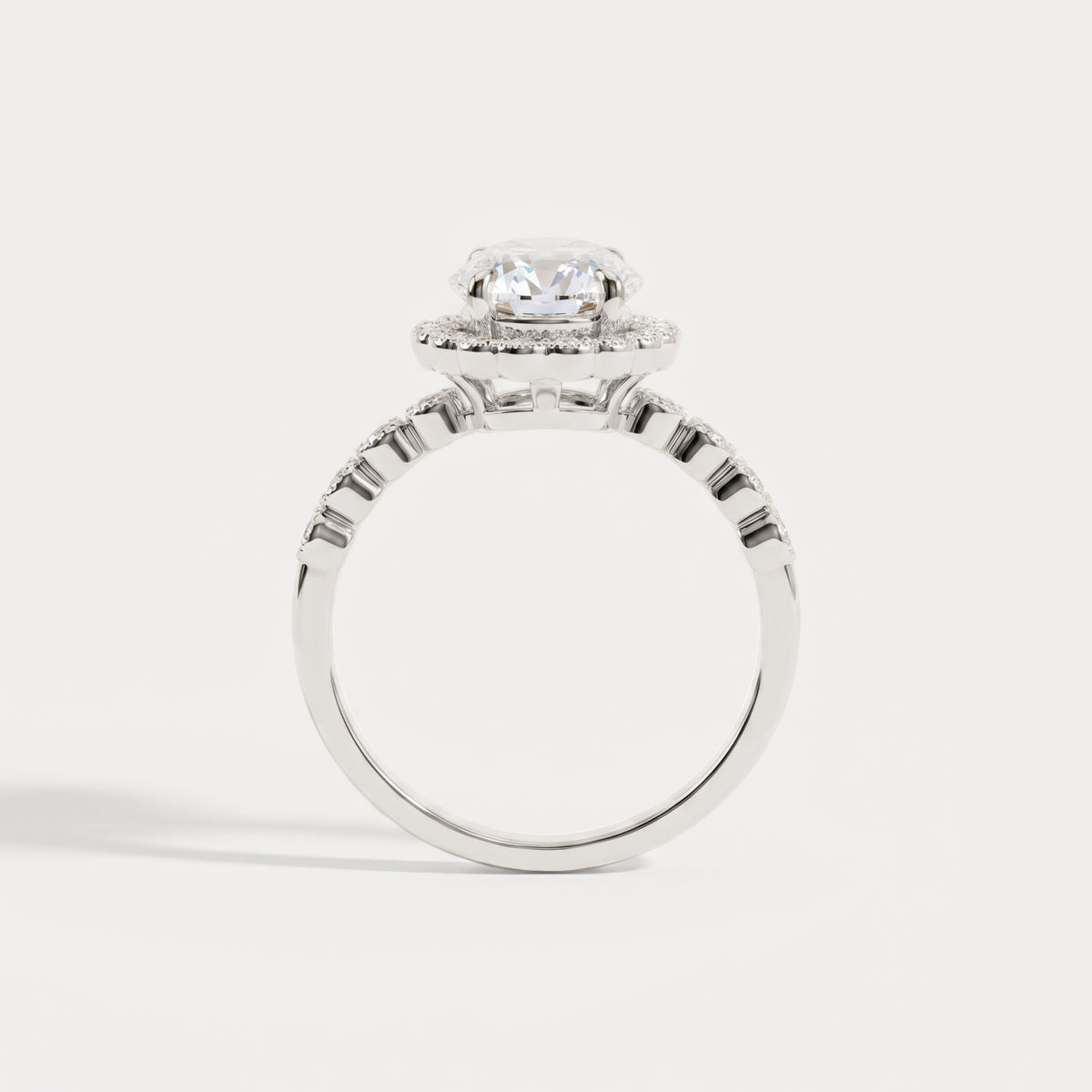 Kelly丨Oval Lab-Grown Diamond Milgrain Halo Engagement Ring - Rings