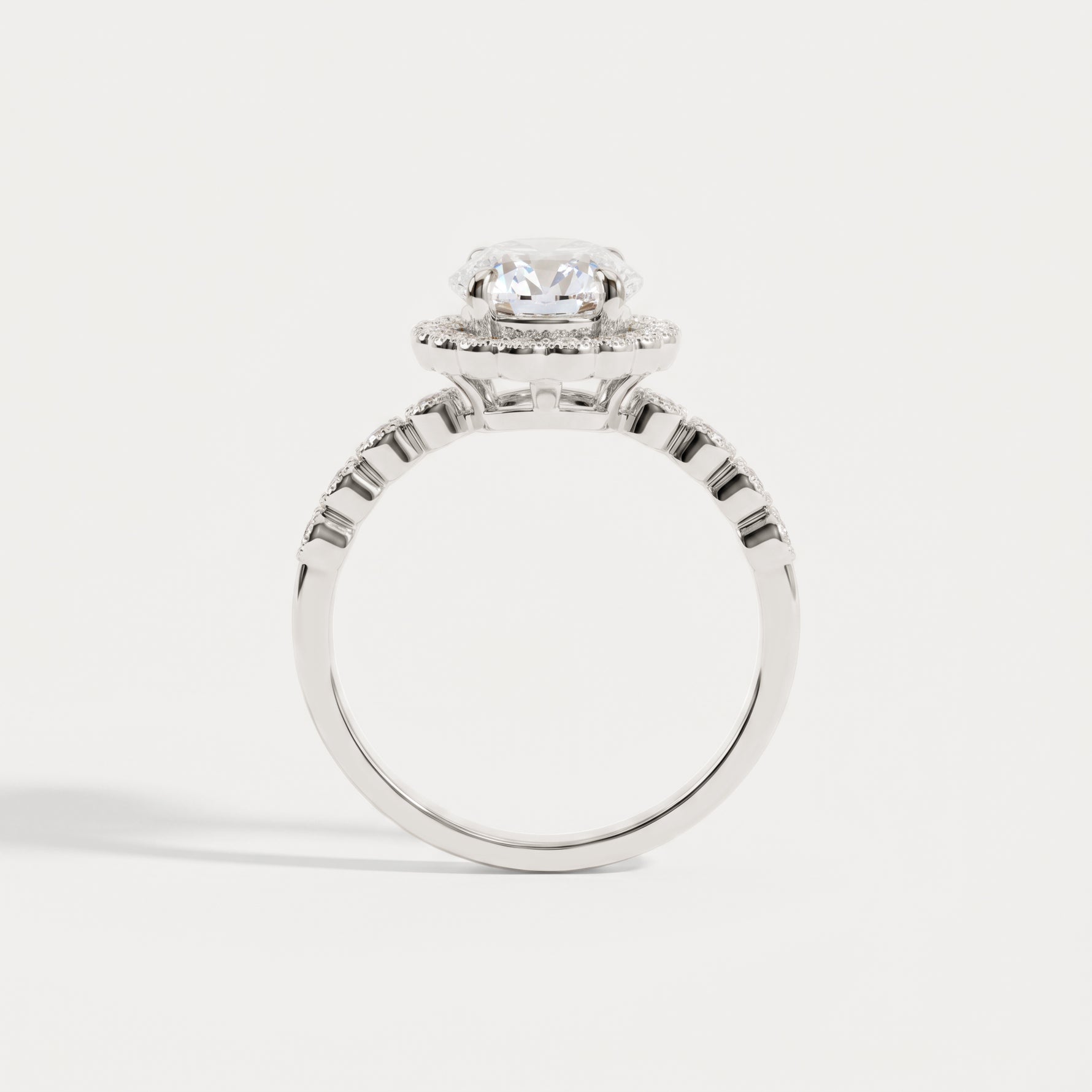 Kelly丨Oval Lab-Grown Diamond Milgrain Halo Engagement Ring - Rings