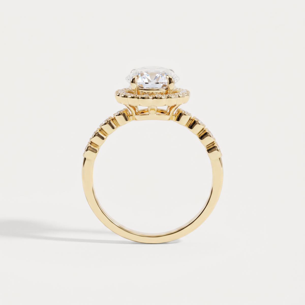 Kelly丨Oval Lab-Grown Diamond Milgrain Halo Engagement Ring - Rings