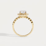 Kelly丨Oval Lab-Grown Diamond Milgrain Halo Engagement Ring - Rings