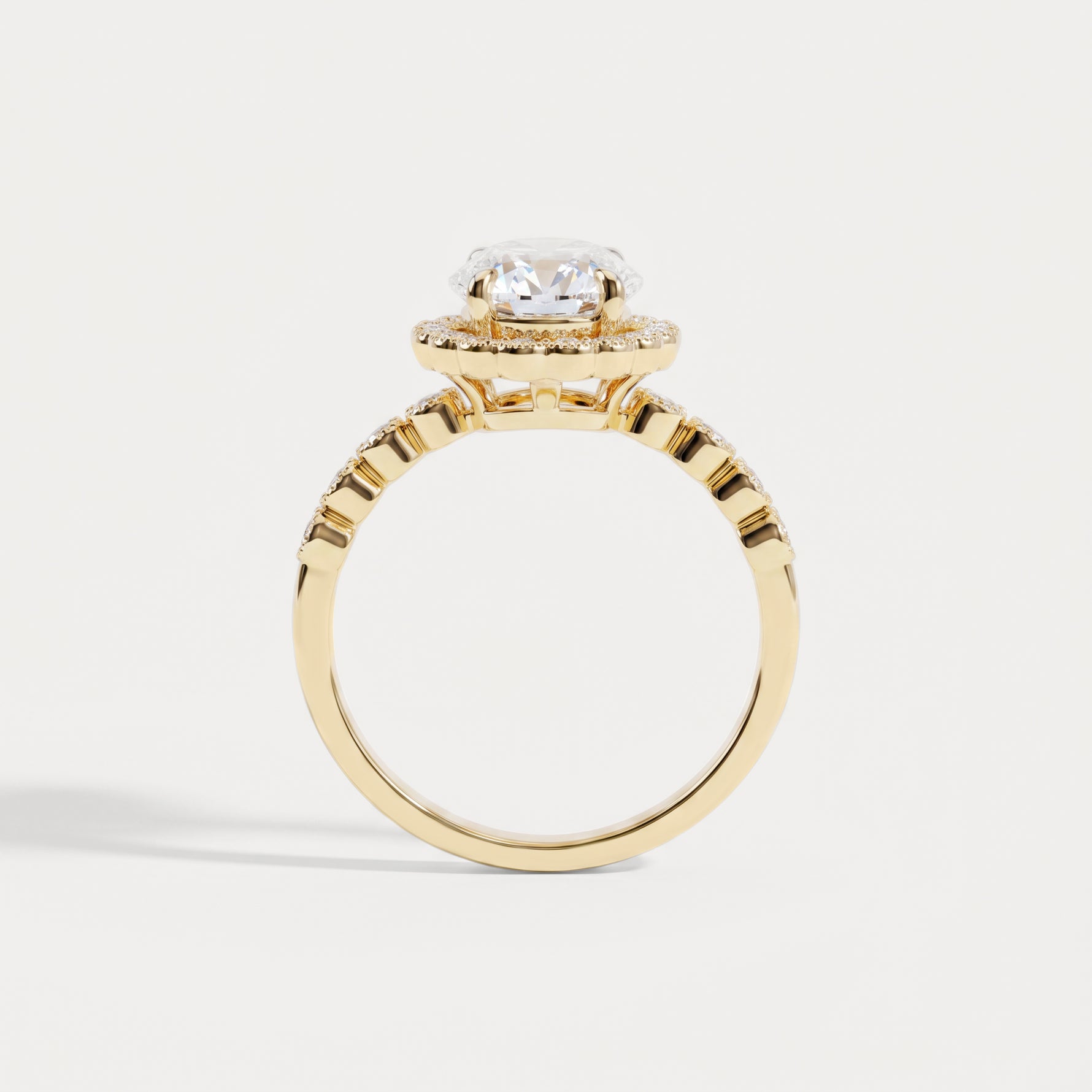 Kelly丨Oval Lab-Grown Diamond Milgrain Halo Engagement Ring - Rings