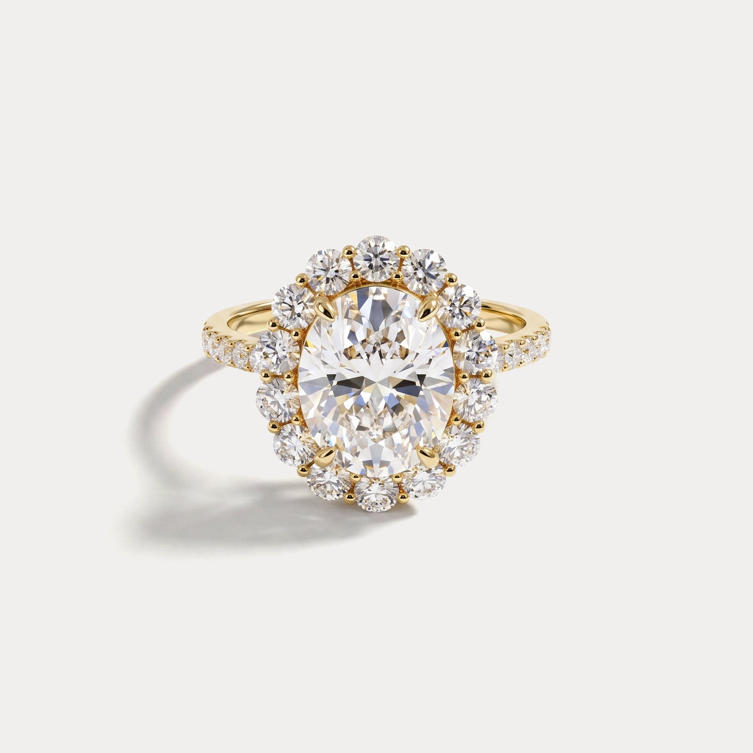 Flore | Oval Lab Diamond Scalloped Halo Pavé Engagement Ring - Rings
