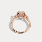 Zoey丨Radiant Bezel Set Lab Diamond Three-Stone Engagement Ring with Pear Side Stones - Rings