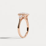 Zoey丨Radiant Bezel Set Lab Diamond Three-Stone Engagement Ring with Pear Side Stones - Rings