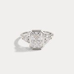 Zoey丨Radiant Bezel Set Lab Diamond Three-Stone Engagement Ring with Pear Side Stones - Rings