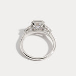 Zoey丨Radiant Bezel Set Lab Diamond Three-Stone Engagement Ring with Pear Side Stones - Rings