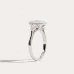 Zoey丨Radiant Bezel Set Lab Diamond Three-Stone Engagement Ring with Pear Side Stones - Rings