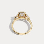Zoey丨Radiant Bezel Set Lab Diamond Three-Stone Engagement Ring with Pear Side Stones - Rings