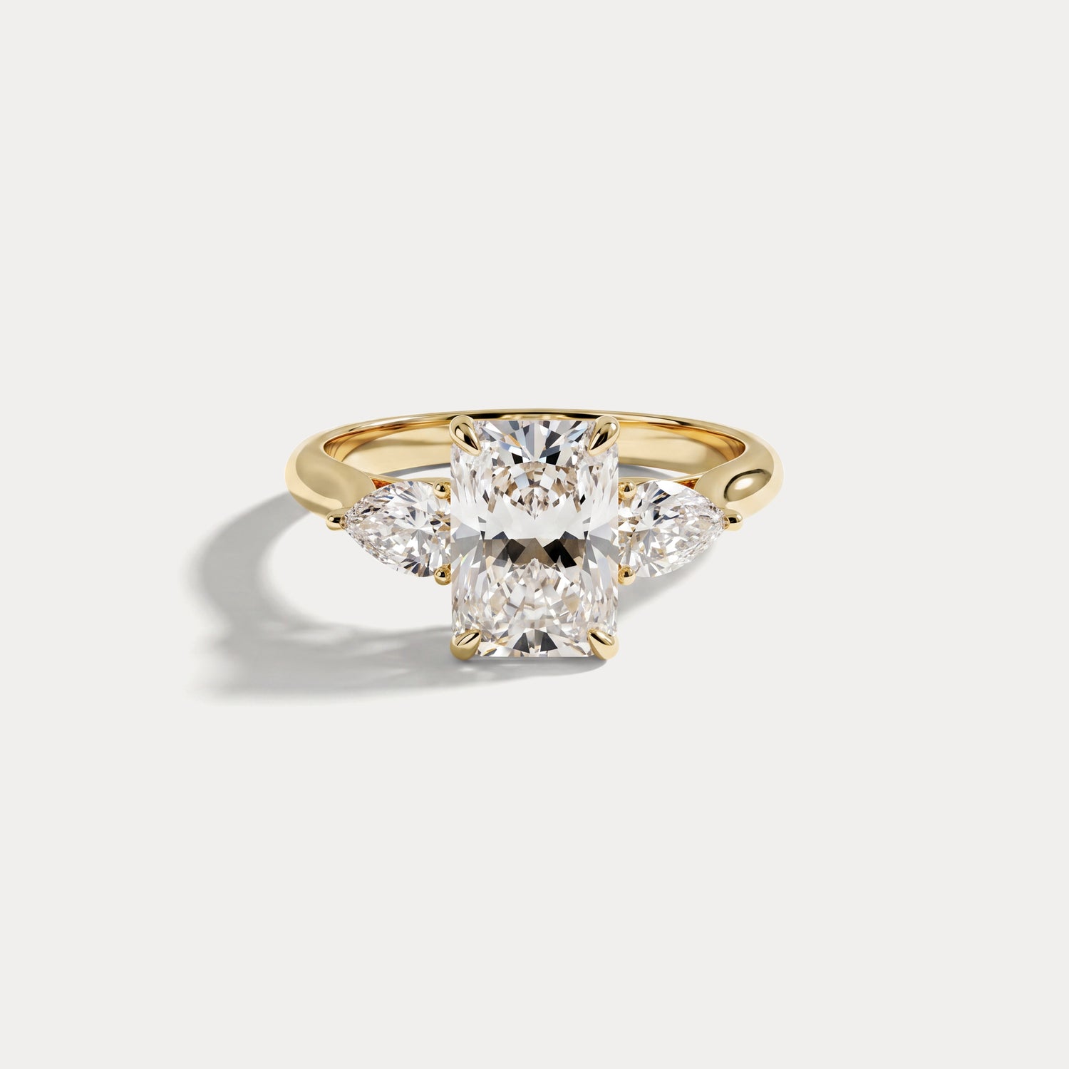 Eliza丨Radiant Lab-Grown Diamond Engagement Ring with Leaf-Inspired Pear Accents