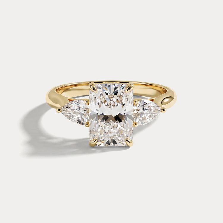 Eliza丨Radiant Lab-Grown Diamond Engagement Ring with Leaf-Inspired Pear Accents - Rings