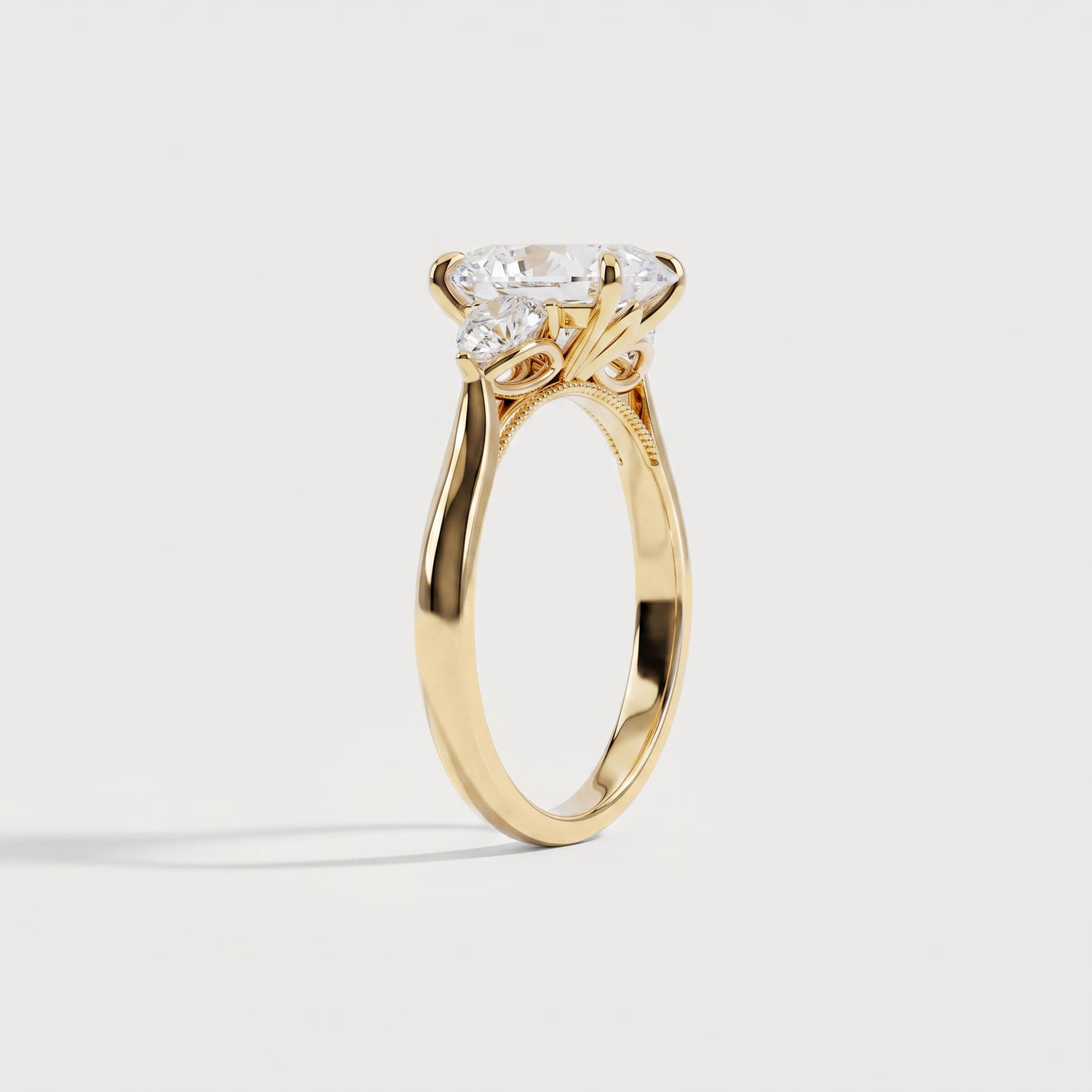 Eliza丨Radiant Lab-Grown Diamond Engagement Ring with Leaf-Inspired Pear Accents - Rings