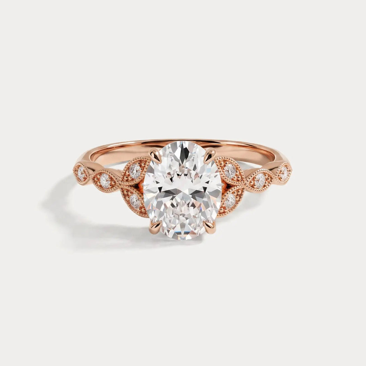 Adeline | Oval Lab Diamond Marquise Vine Milgrain Engagement Ring - Rings Leonids oval-cut-lab-grown-diamond-milgrain-filigree-engagement-ring