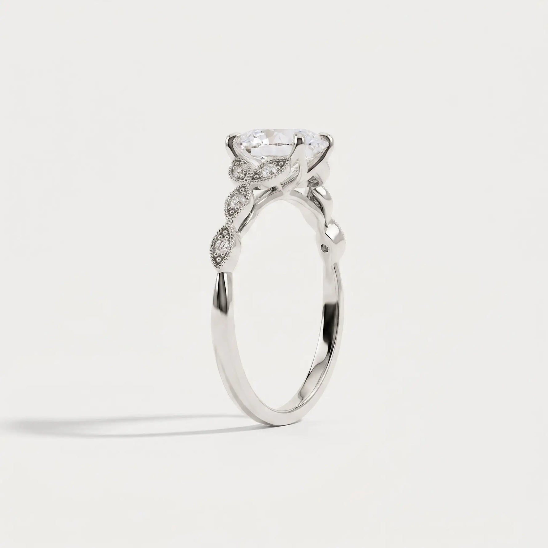 Adeline | Oval Lab Diamond Marquise Vine Milgrain Engagement Ring - Rings