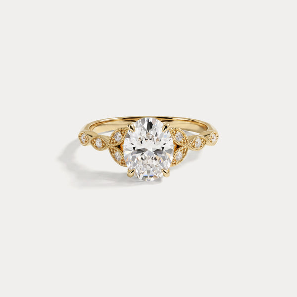 Adeline | Oval Cut Lab-Grown Diamond Milgrain Filigree Engagement Ring