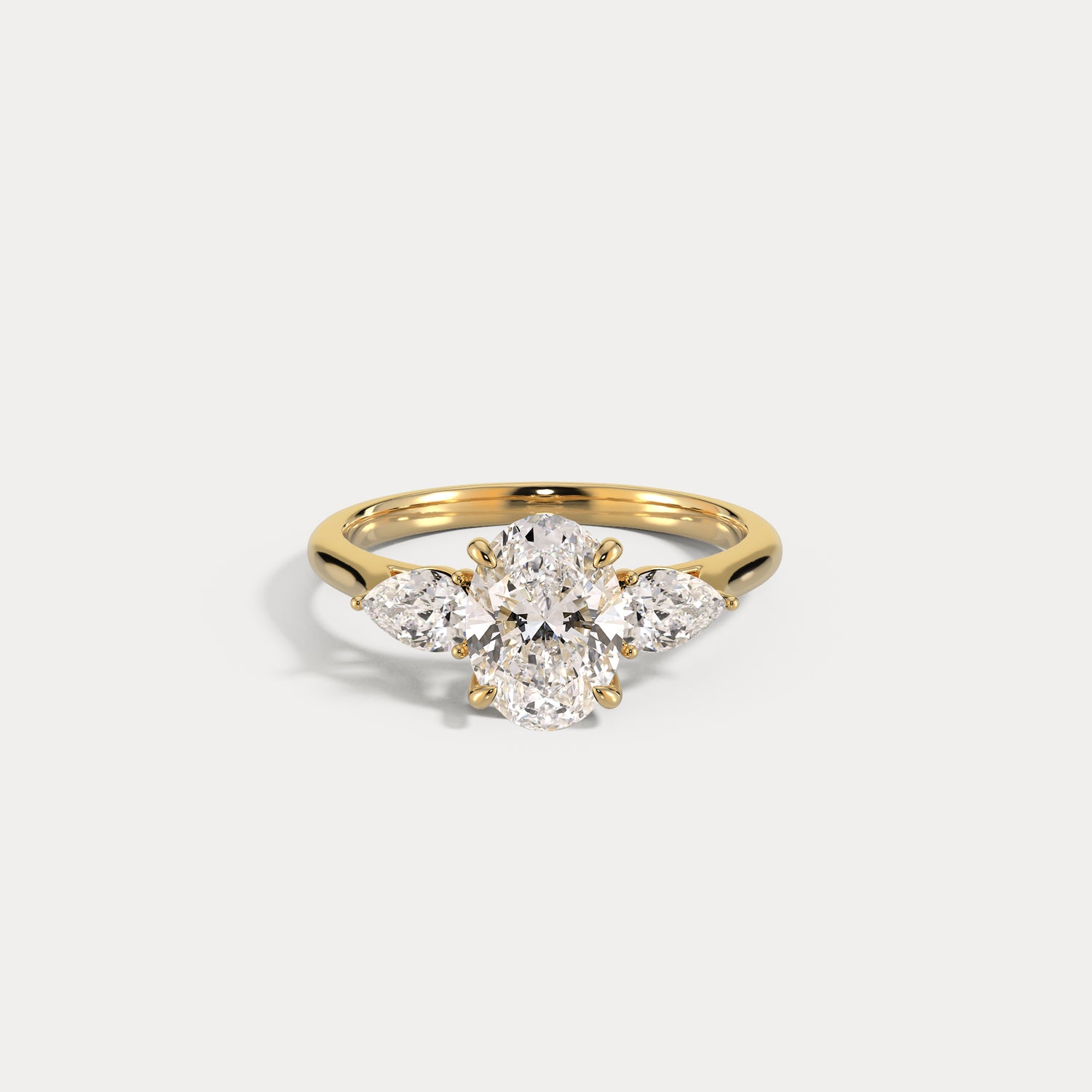 Esme丨Oval Lab Diamond Three-Stone Engagement Ring with Pear Side Stones