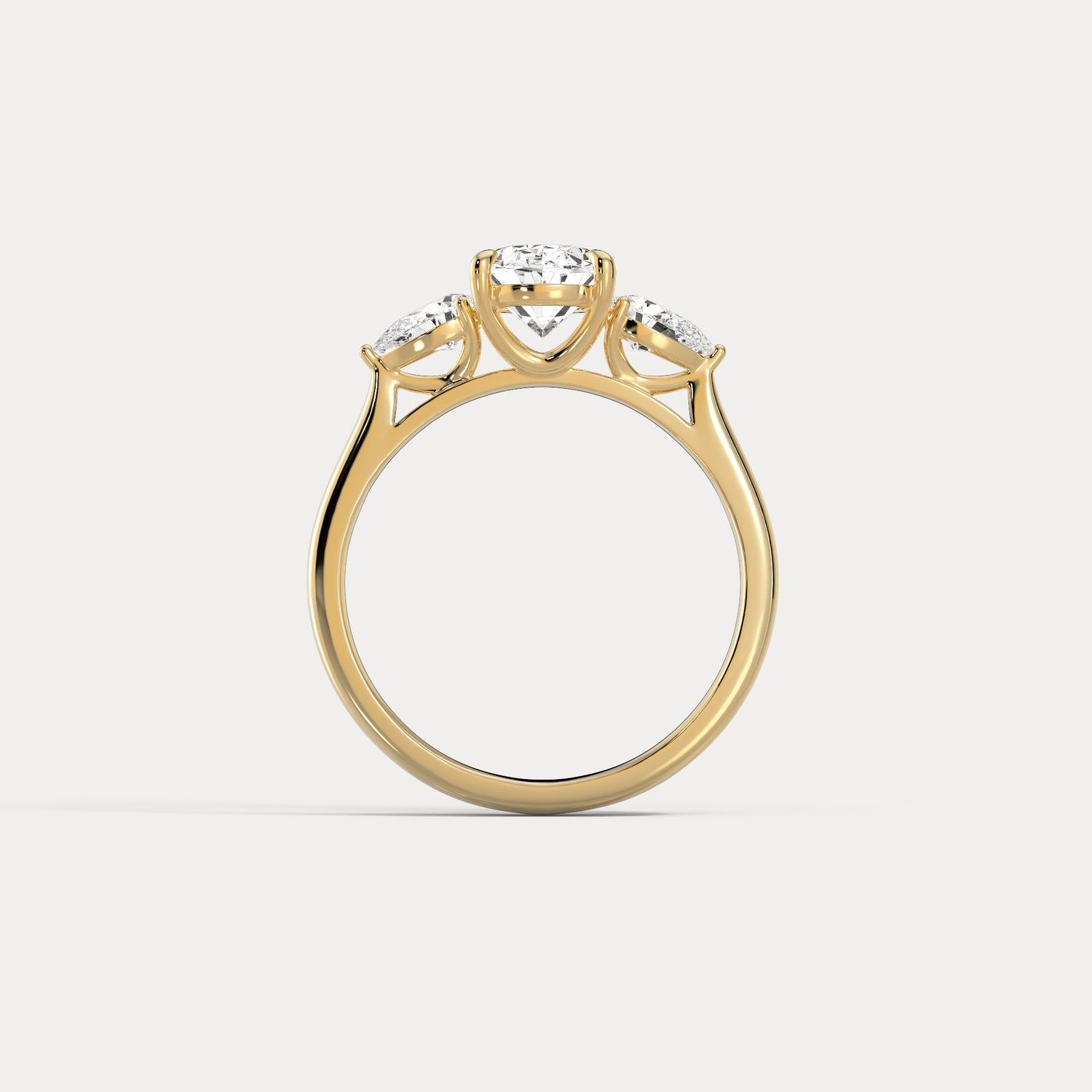 Esme丨Oval Lab Diamond Three-Stone Engagement Ring with Pear Side Stones - Rings