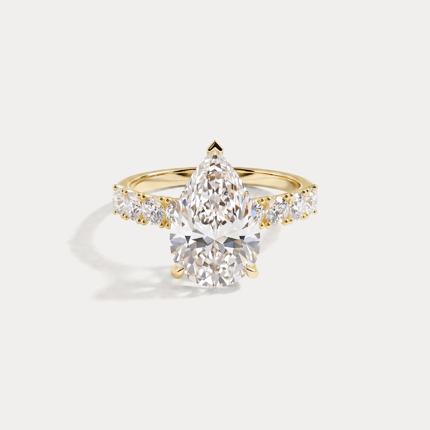 Carlotta丨Pear Lab Diamond Hidden Halo Half Pavé Engagement Ring - Rings